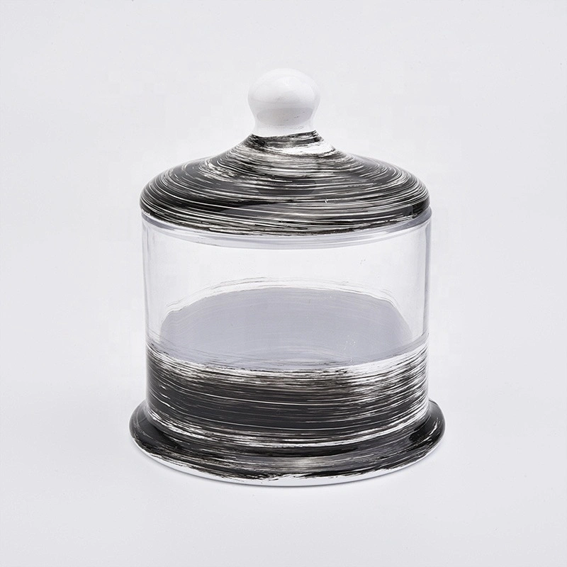 Handmade Decorative round Glass Candle jar with lid wholesales