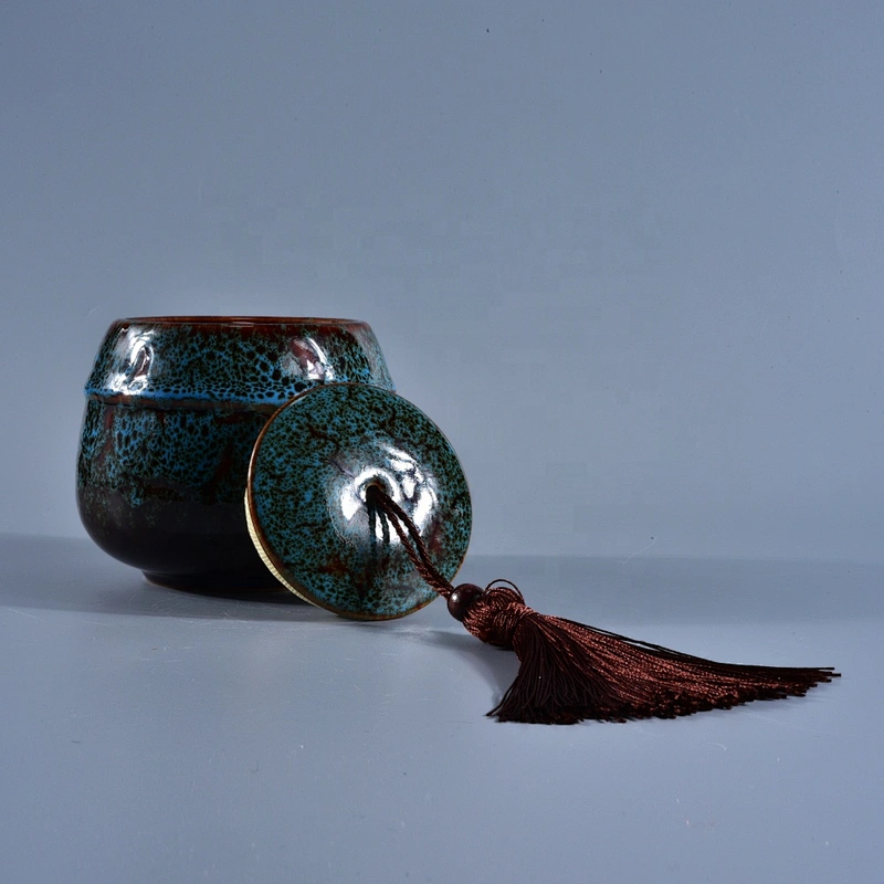 10oz Wholesales custom vintage ceramic candle jar holders with lid