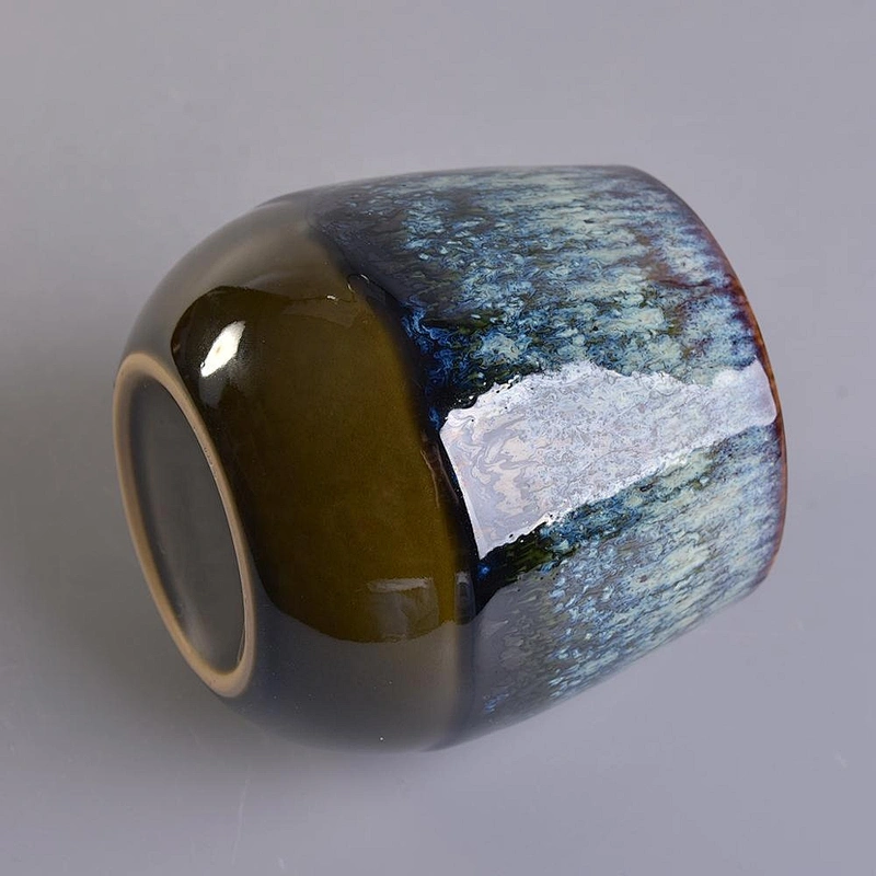 10oz Wholesales custom decorative blue ceramic candle holders