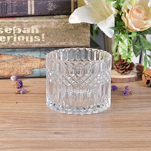 Wholesales luxury geometric crystal candle glass container with lid
