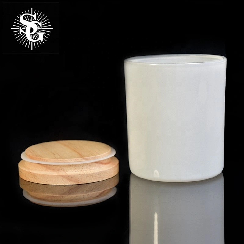 Sunny design black glass candle jar for making with wood lid