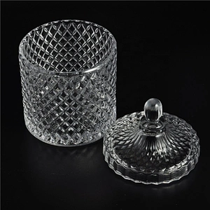 Sunny luxury crystal empty glass candle jar with lids