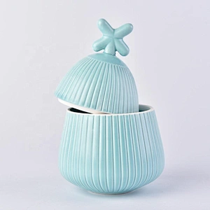 Wholesales glazed custom coloured ceramic candle holder with lids