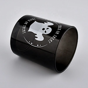 8oz 10oz matte black halloween glass vessel for candles home decoration