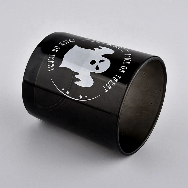 8oz 10oz matte black halloween glass vessel for candles home decoration