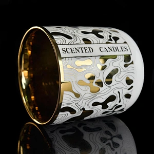 10oz 20oz Home decorating plated table gold candle ceramic holders
