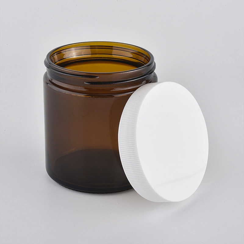 Wholesale Amber Glass Candle Container With Lid