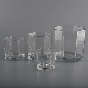 6oz 8oz custom clear hexagon tealight glass candle holder