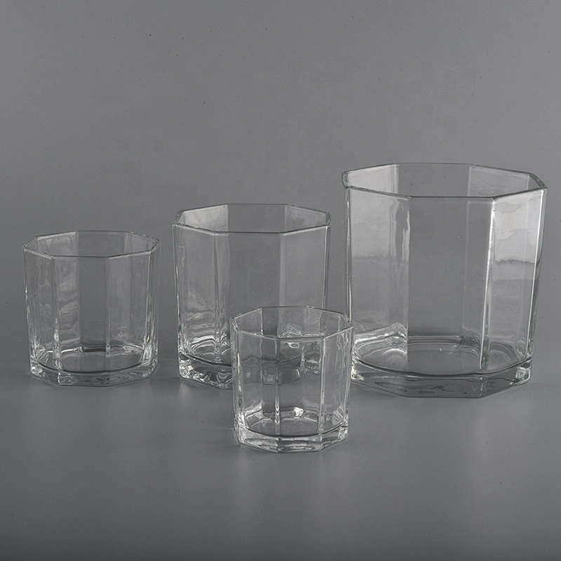 6oz 8oz custom clear hexagon tealight glass candle holder