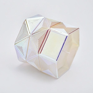 Wholesales wedding decoration white Hexagon luxury glass candle jar holders