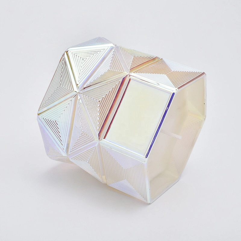 Wholesales wedding decoration white Hexagon luxury glass candle jar holders