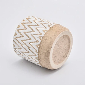 16oz Yellow Wave Sand Effect Ceramic Candle Holders Candle Vessels for Home Decor