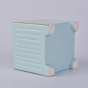 Christmas custom empty blue ceramic candle container