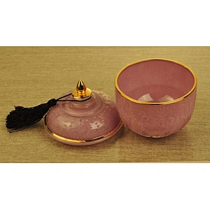 10oz 12oz Wholesales chinese crystal pink tealight glass candle container with lid