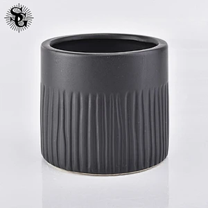 Sunny Glass 500ml black color ceramic candle container made in China
