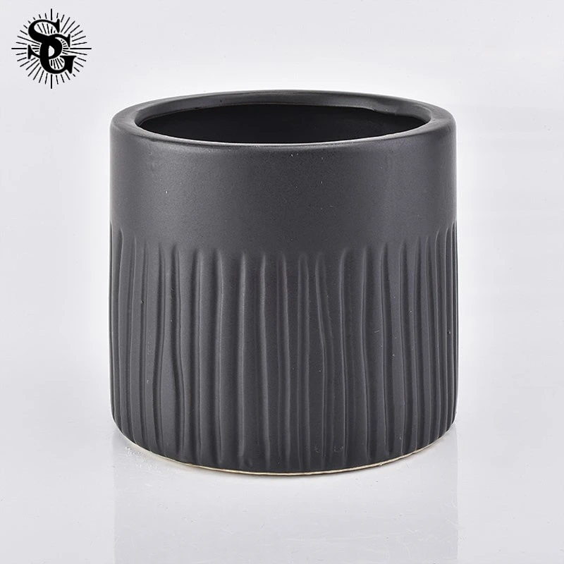 Sunny Glass 500ml black color ceramic candle container made in China