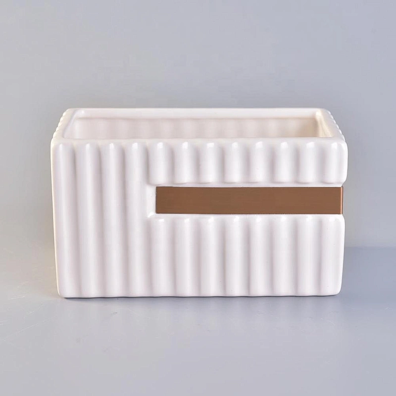 Wholesales white square ceramic candle holders 10oz 12oz