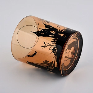 Halloween Decorative 8oz Amber Glass Candle Holder