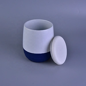 Round color frosted ceramic candle holders with lids