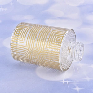 Cylinder golden decal glass diffuser bottle glass perfume bottle fragrance