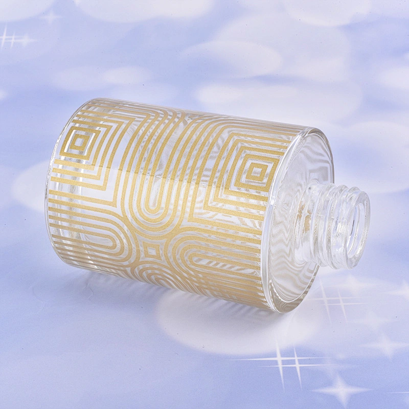 Cylinder golden decal glass diffuser bottle glass perfume bottle fragrance