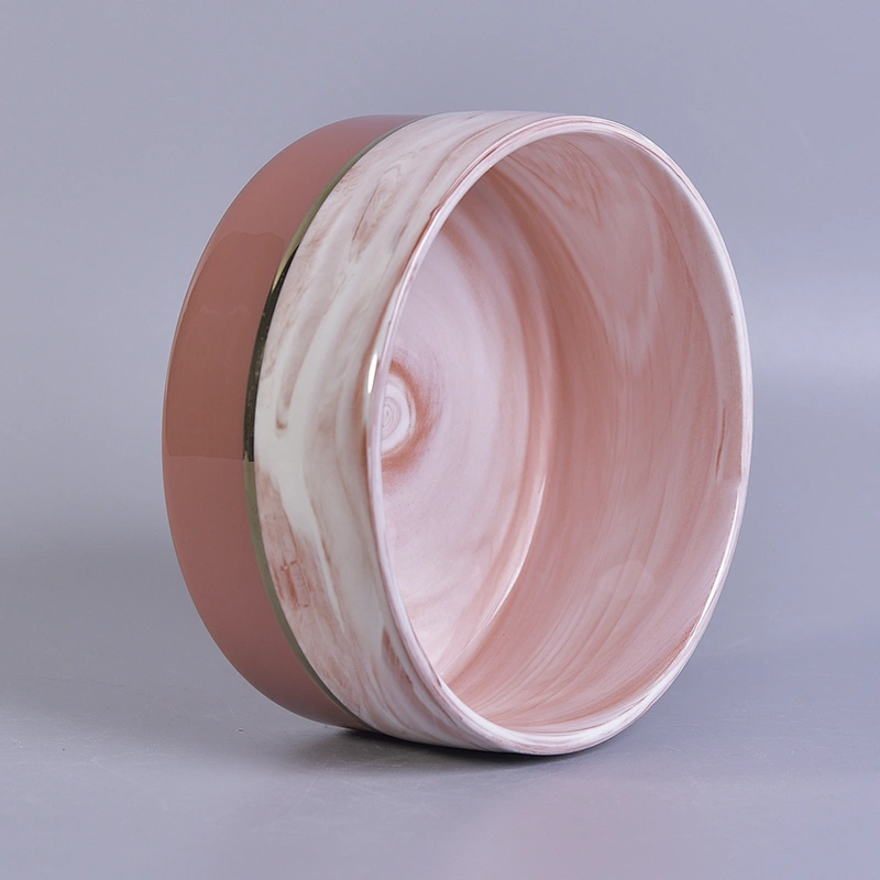 10oz 12oz Chinese round pink ceramic candle holder