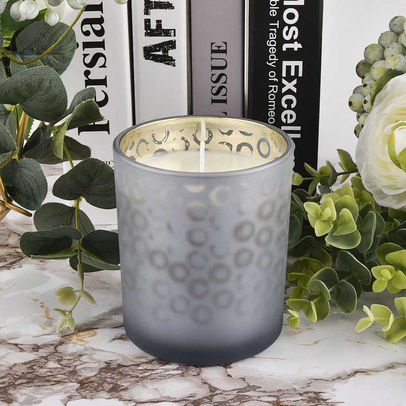 Sunny glassware Wholesales custom grey luxury glass candle jar holders