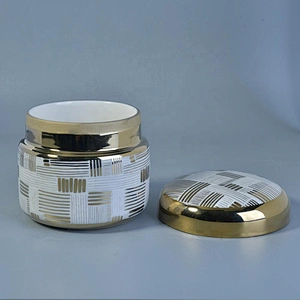 6oz 8oz 10oz Wholesales gold luxury candle ceramic container with lid