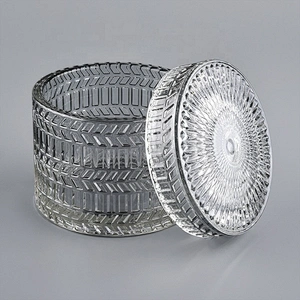 hot sales embossed glass candle container