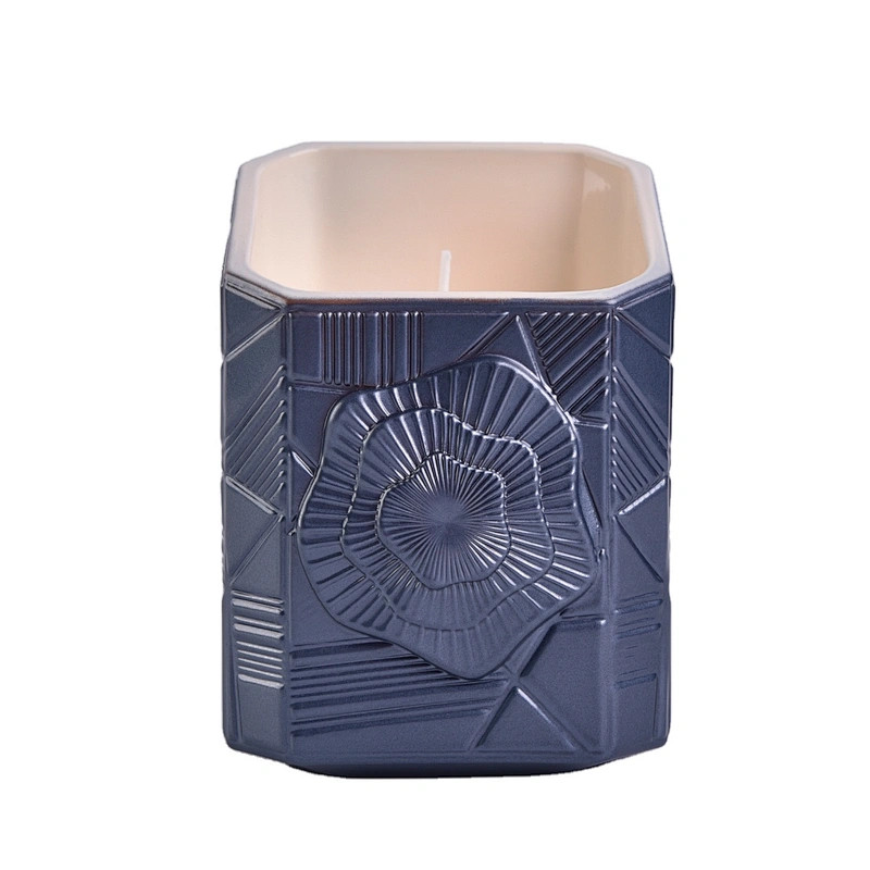8oz 14oz Wholesales black luxury Trapezoid votive glass candle holders