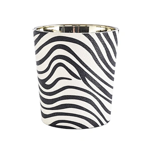 Suppliers  stripe luxury leather PU candle holders 8oz 10oz 11oz