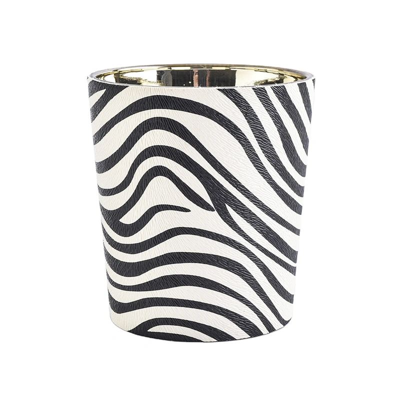 Suppliers  stripe luxury leather PU candle holders 8oz 10oz 11oz
