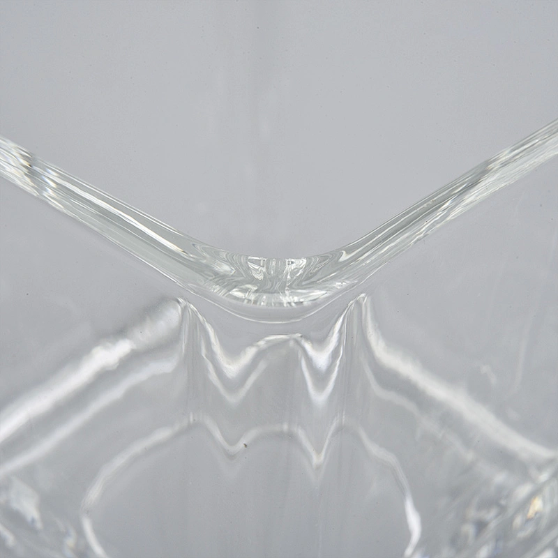 16oz square hotel decoration high-white transparent glass candle holder