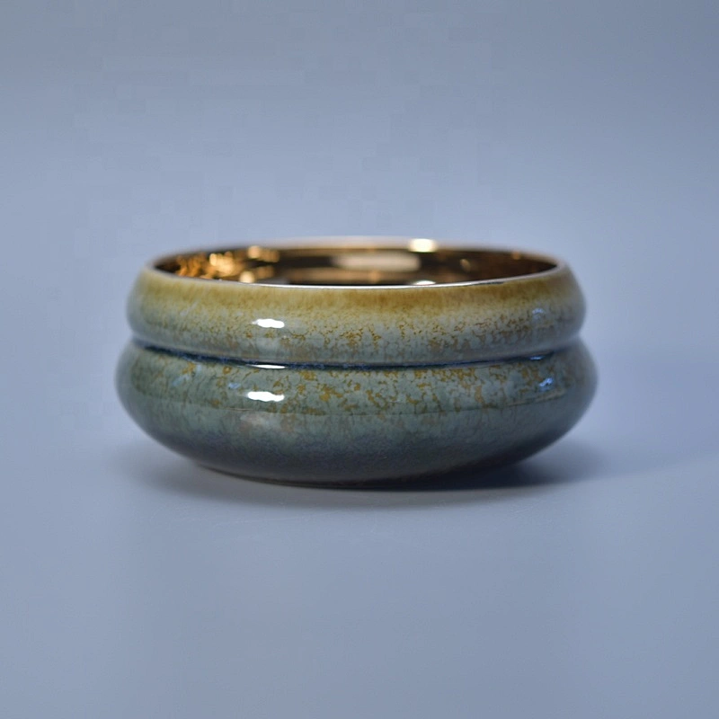 Wholesales customized large gold candle ceramic holder 10oz 20oz