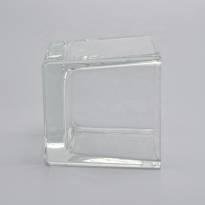 Square Glass Candle Jars With Different Surface decoration
