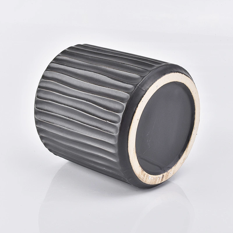 Striped Ceramic Candle Jar For Candles Plant