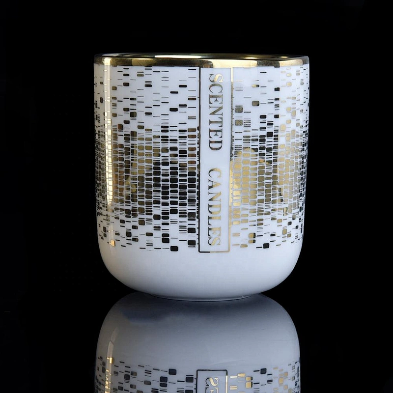 10oz 20oz modern scented golden candle ceramic holders unique