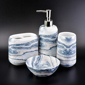 Marble Ceramic Lotion Dispenser Bathroom Accessories Sets