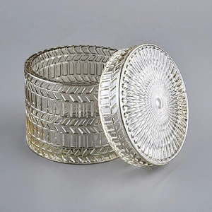 Luxury home decor glass candle jar with glass lid