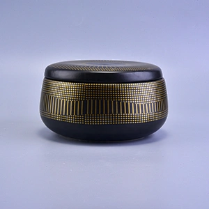 Sunny suppliers matte black scented ceramic candle holders with lids