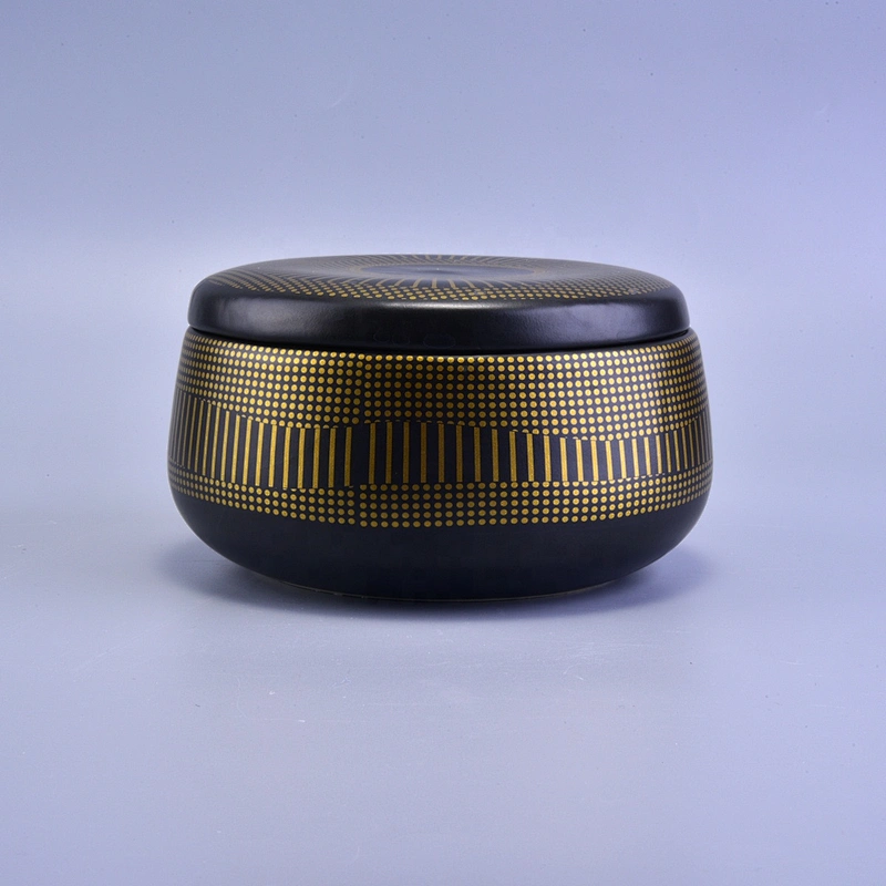 Sunny suppliers matte black scented ceramic candle holders with lids