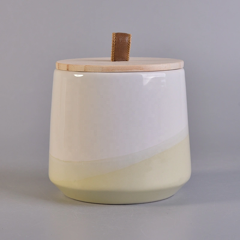 Suppliers home decor custom wood lid ceramic candle vessels