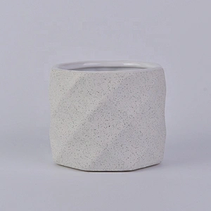 Grey Embossed Ceramic Candle Holders