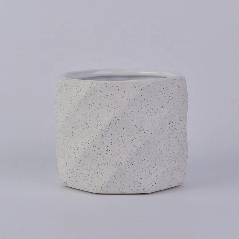 Grey Embossed Ceramic Candle Holders
