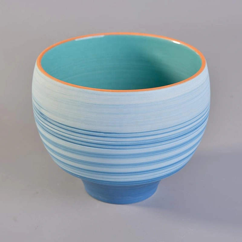 Sunny blue frosted ceramic candle bowl holder wholesale