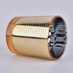 Home decoration wholesales luxury gold glass candle jar