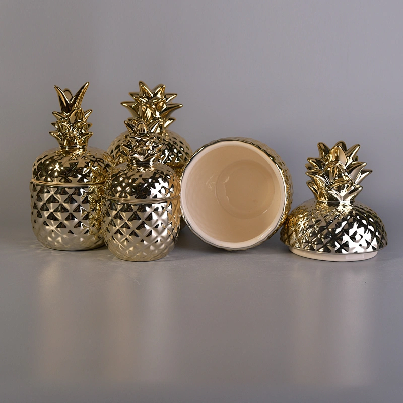 10oz Pineapple Ceramic Candle Jar With Lid