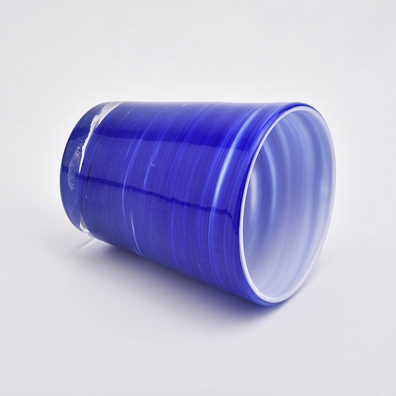 6oz blue overlay glass jar for candles home decorations candle holder