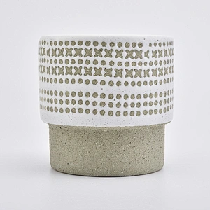 18oz Luxury Glaze Green Pattern Ceramic Candle Holders Candle Jars for Home Decor