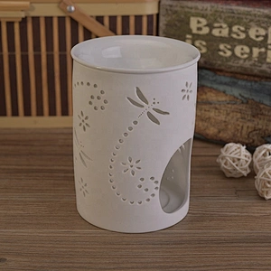 Cylinder hollow votive ceramic candle lantern